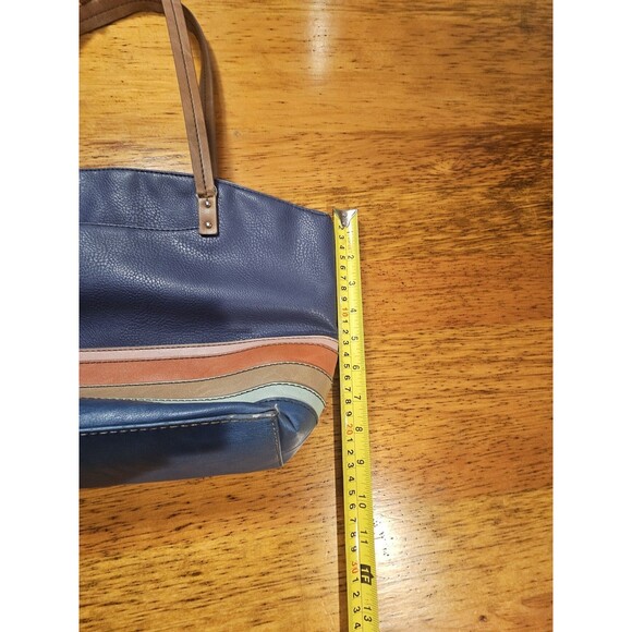 Relic by Fossil Oh Happy Day Tote Bag Navy Blue Striped Faux Leather Boho Purse - Picture 5 of 11